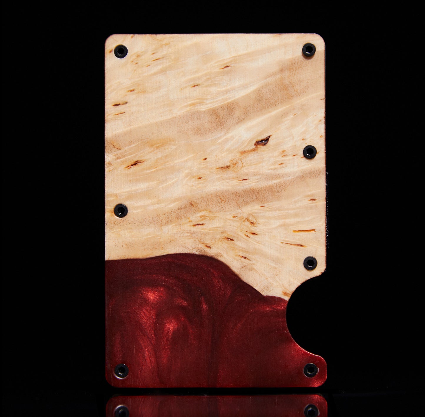 Compact wood and brown acrylic wallet