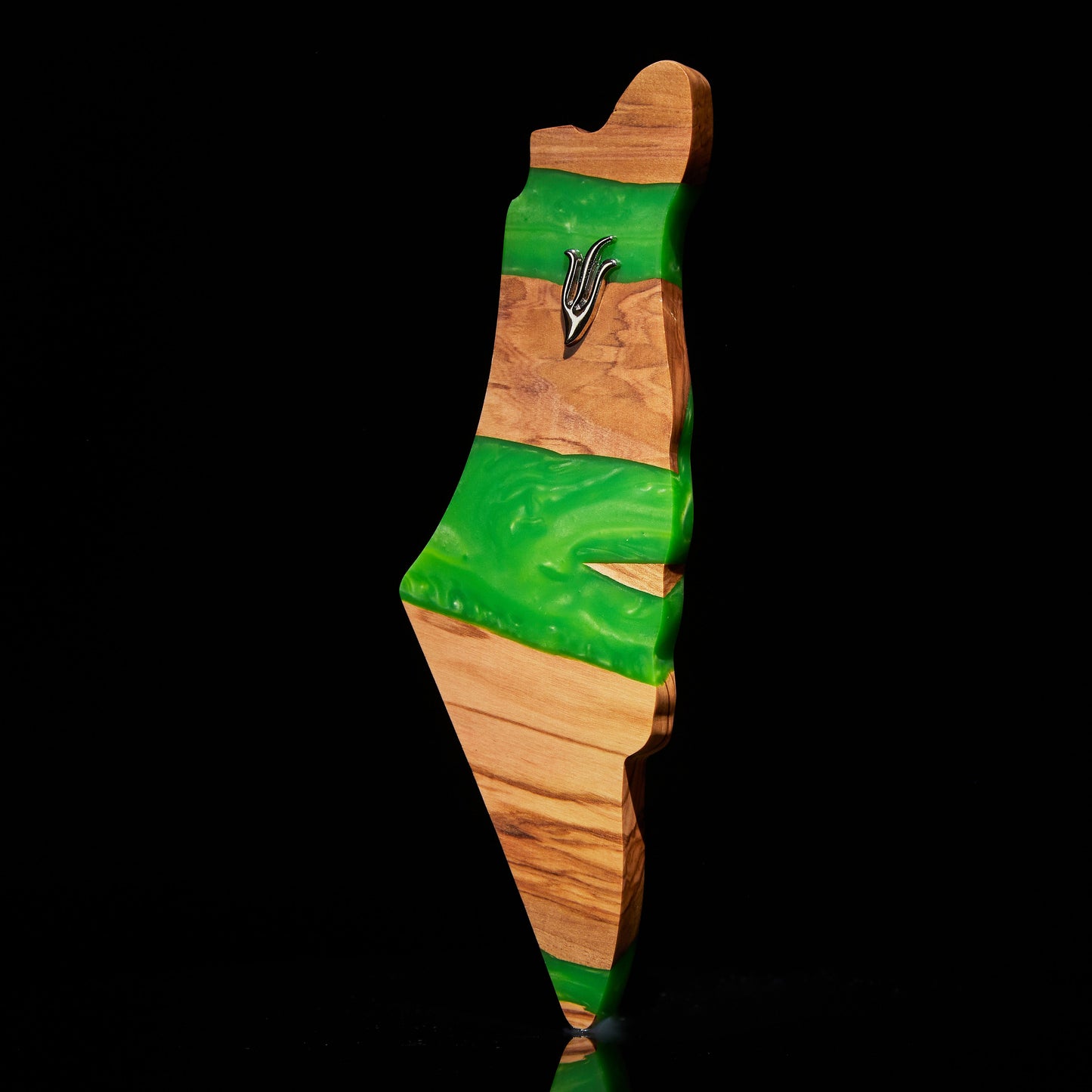 Land of Israel mezuzah with green acrylic